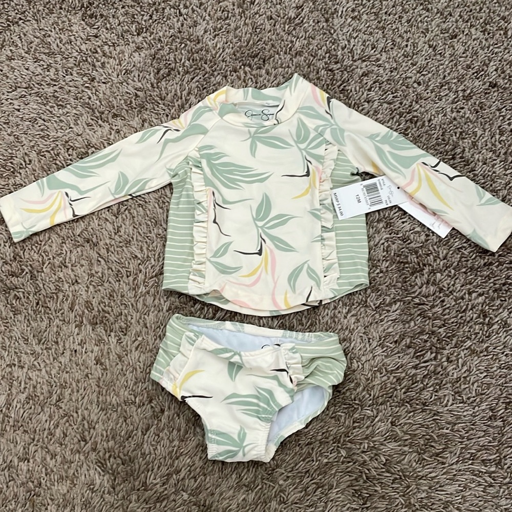 NWT Long Sleeve Two Piece Swimsuit UPF 50+